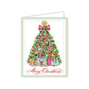 Rosanne Beck Christmas Tree Red Bows Greeting Card