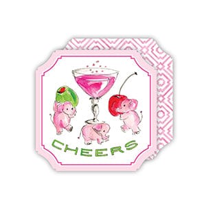 Rosanne Beck Elephants & Martinis Square Coasters