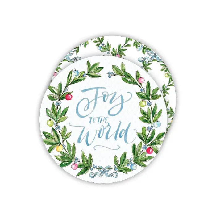 Rosanne Beck Joy to the World Blue Round Coasters