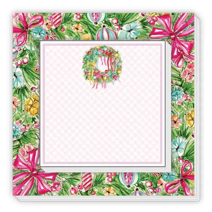 Rosanne Beck Ornament & Bow Wreath Notepad Duo