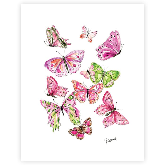 Rosanne Beck Pink Butterflies Art Print