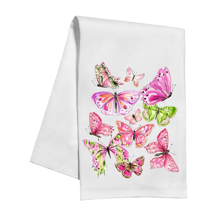 Rosanne Beck Pink Butterflies Kitchen Towel