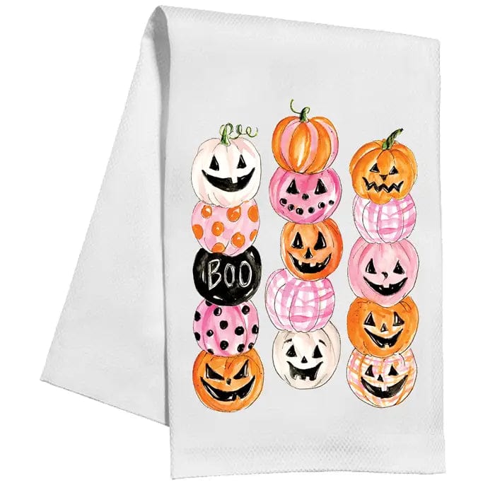 Rosanne Beck Pink & Orange Pumpkins Kitchen Towel