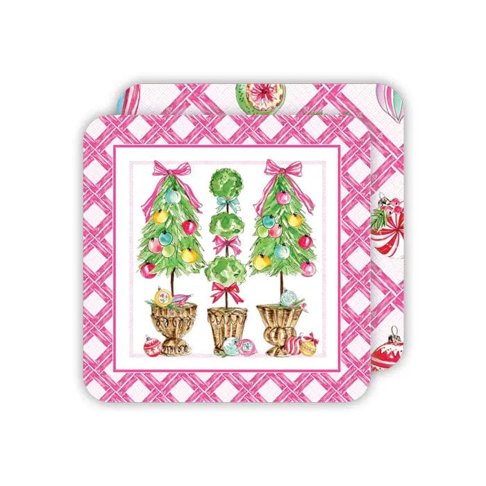 Topiaries, Bows & Ornaments Square Coasters