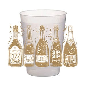 RosanneBECK Collections Gold Champagne Bottles Frost Flex Cups