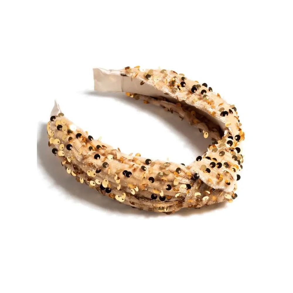Gold Sequins Knotted Headband