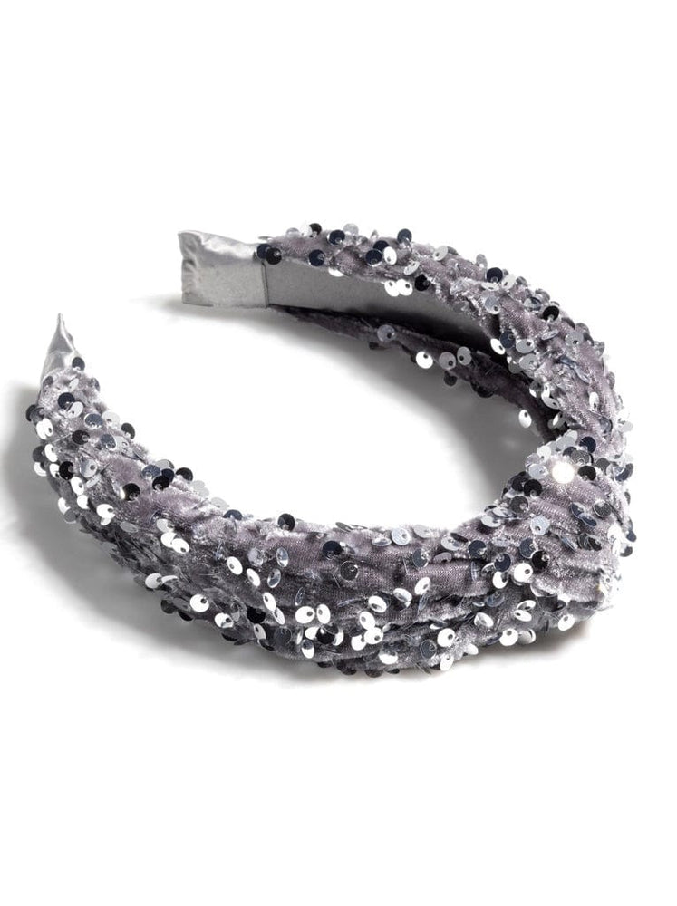 Grey Sequins Knotted Headband