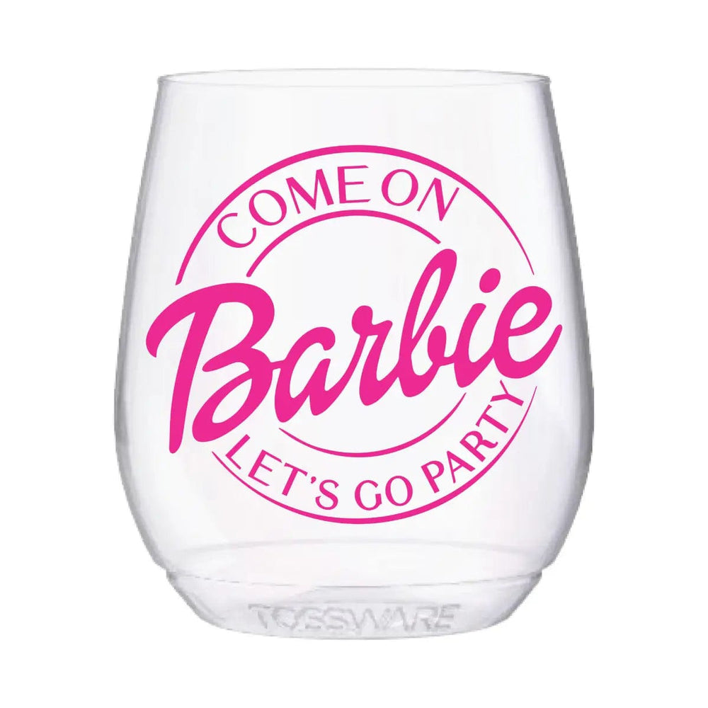 Sip Hip Hooray Come on Barbie 14oz Stemless Wine Tossware-Set of 4