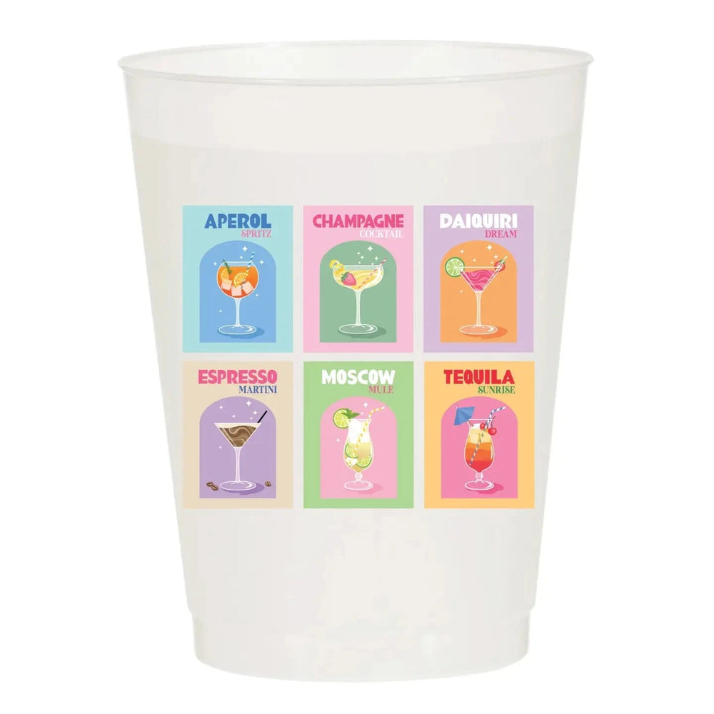 Sip Hip Hooray Drinks Collage Frosted Cups-Set of 6
