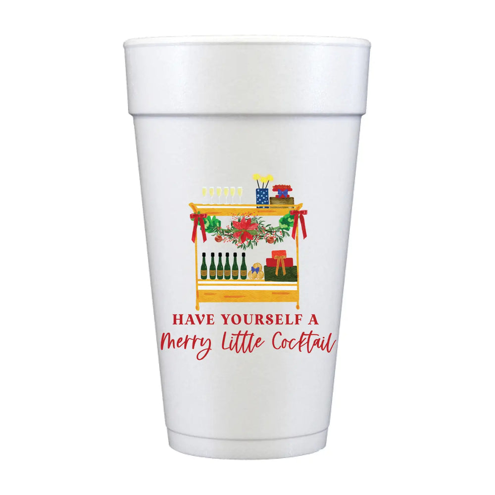 Merry Little Bar Cart Foam Cups-Set of 10