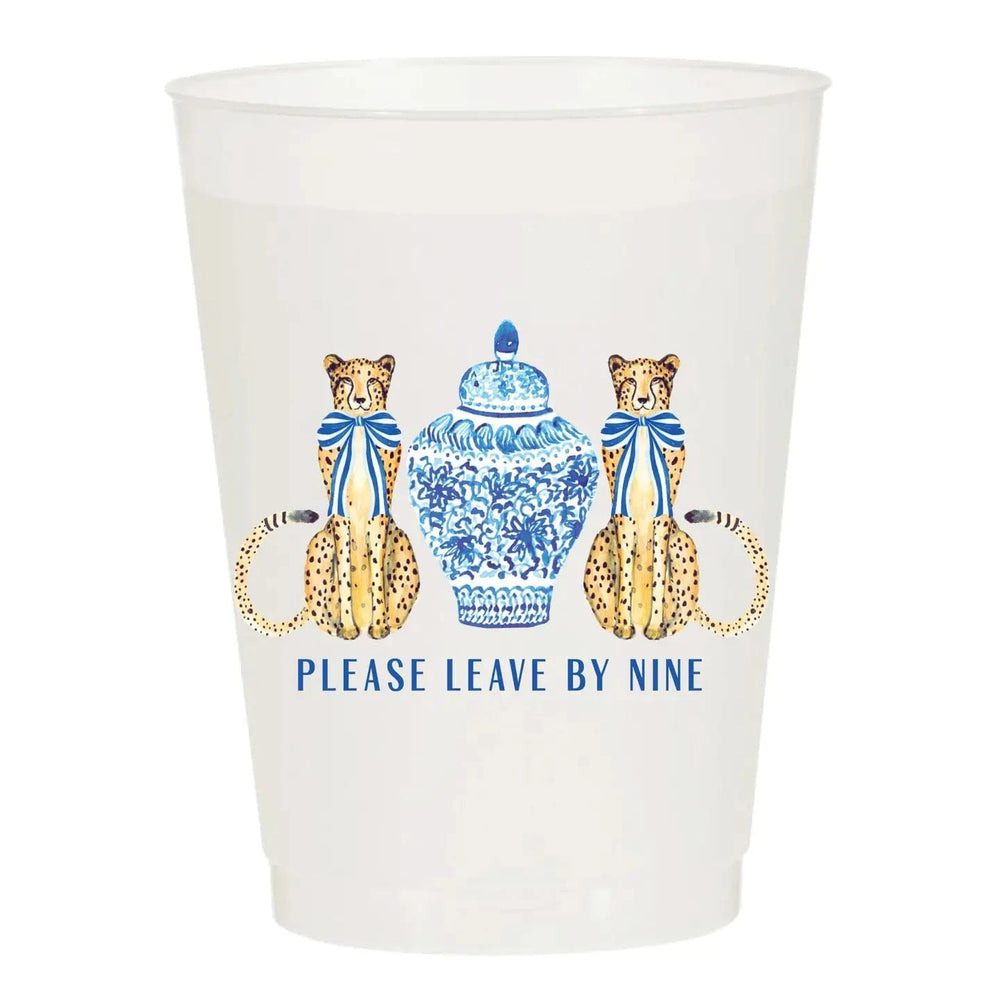 Please Leave By 9 Cheetah Frosted Cups-Set of 6