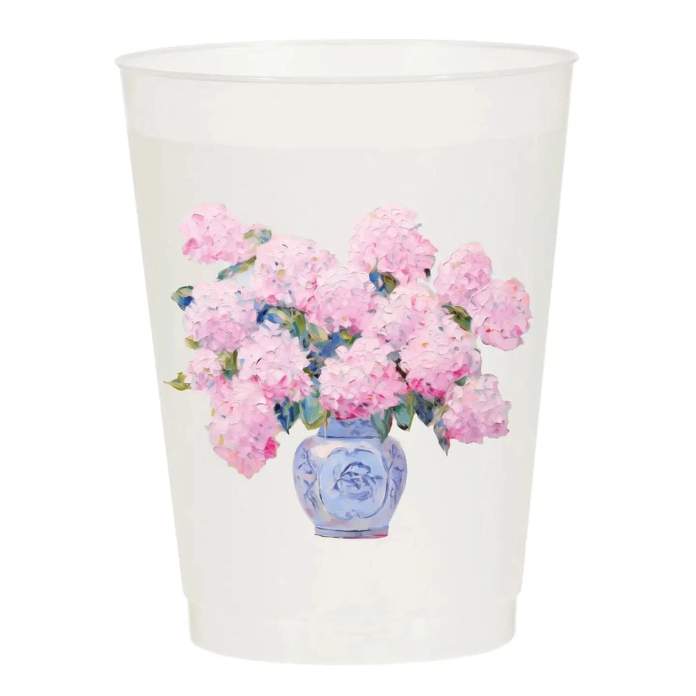 Potted Hydrangea Frosted Cups-Set of 6