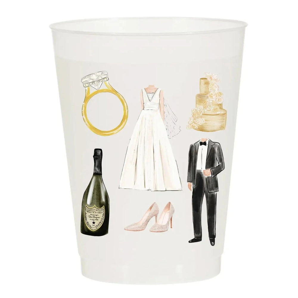 Wedding Collage Frosted Cups-Set of 6