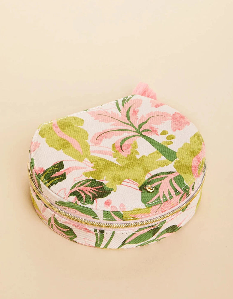 Palm Paradise Large Round Jewelry Travel Case