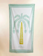Palm Stripe Sea Foam Beach Towel