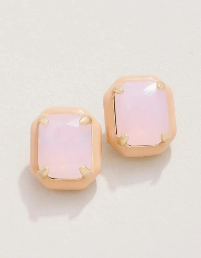 Rose Opal Clara Window Stud Earrings