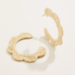 Spartina Scalloped Straw Hoop Natural Earrings