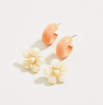 Sweet Song Cream & Coral Earrings Set