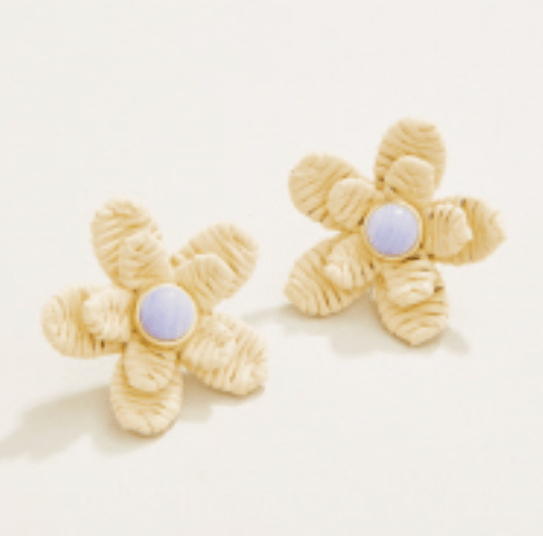 Sweet Straw Natural Flower Earrings