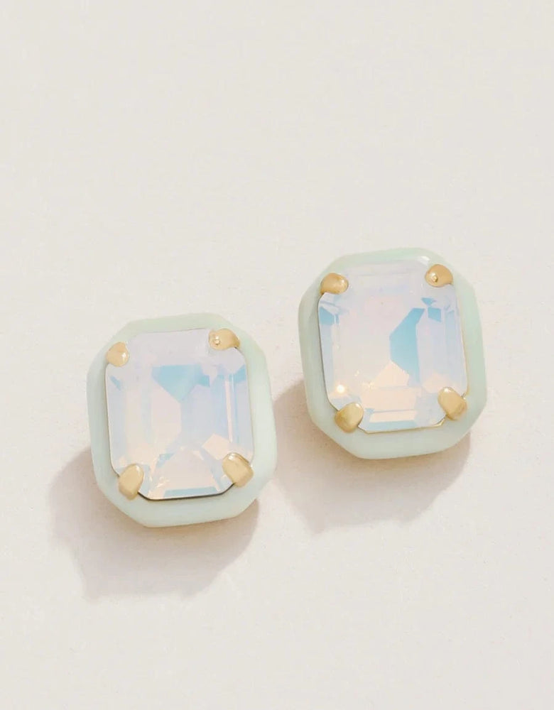 White Opal Clara Window Stud Earrings