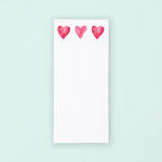 3 Pink Hearts Tall Notepad