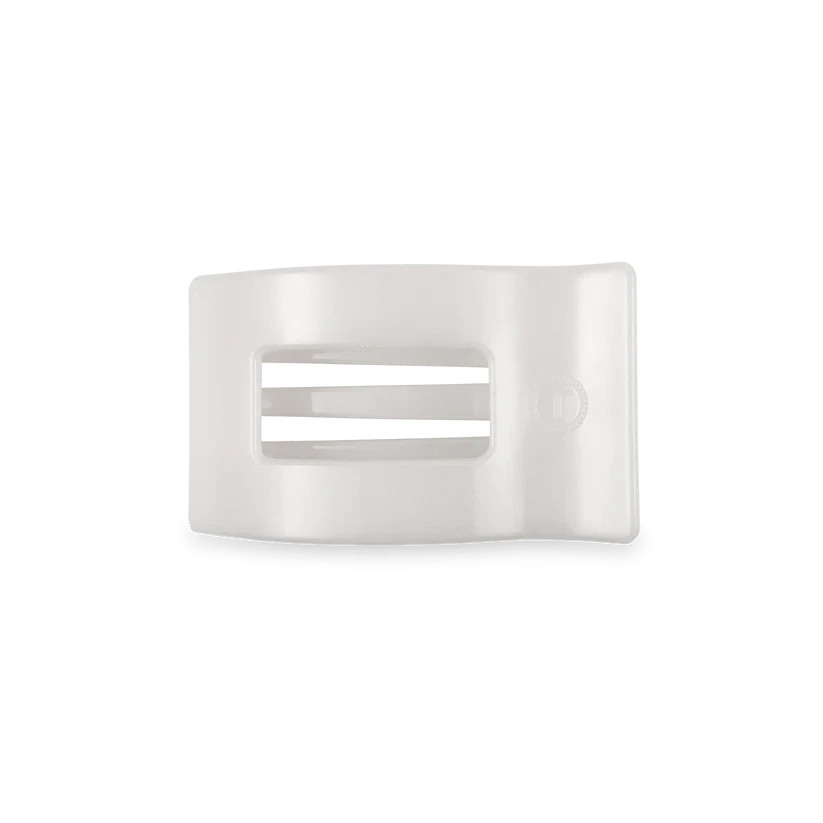 Teleties Coconut White Small Flat Rectangle Clip