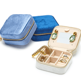 Two's Company Blue Velvet Jewelry Box