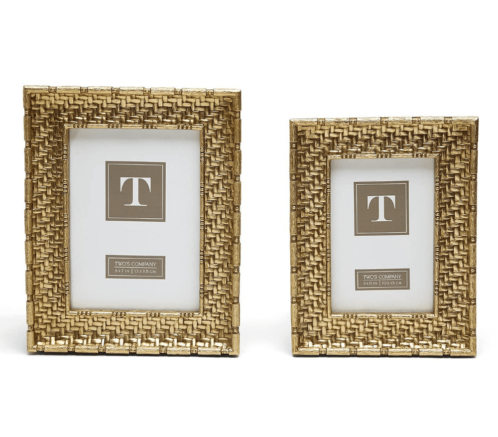 Two's Company Gold Weave Picture Frame