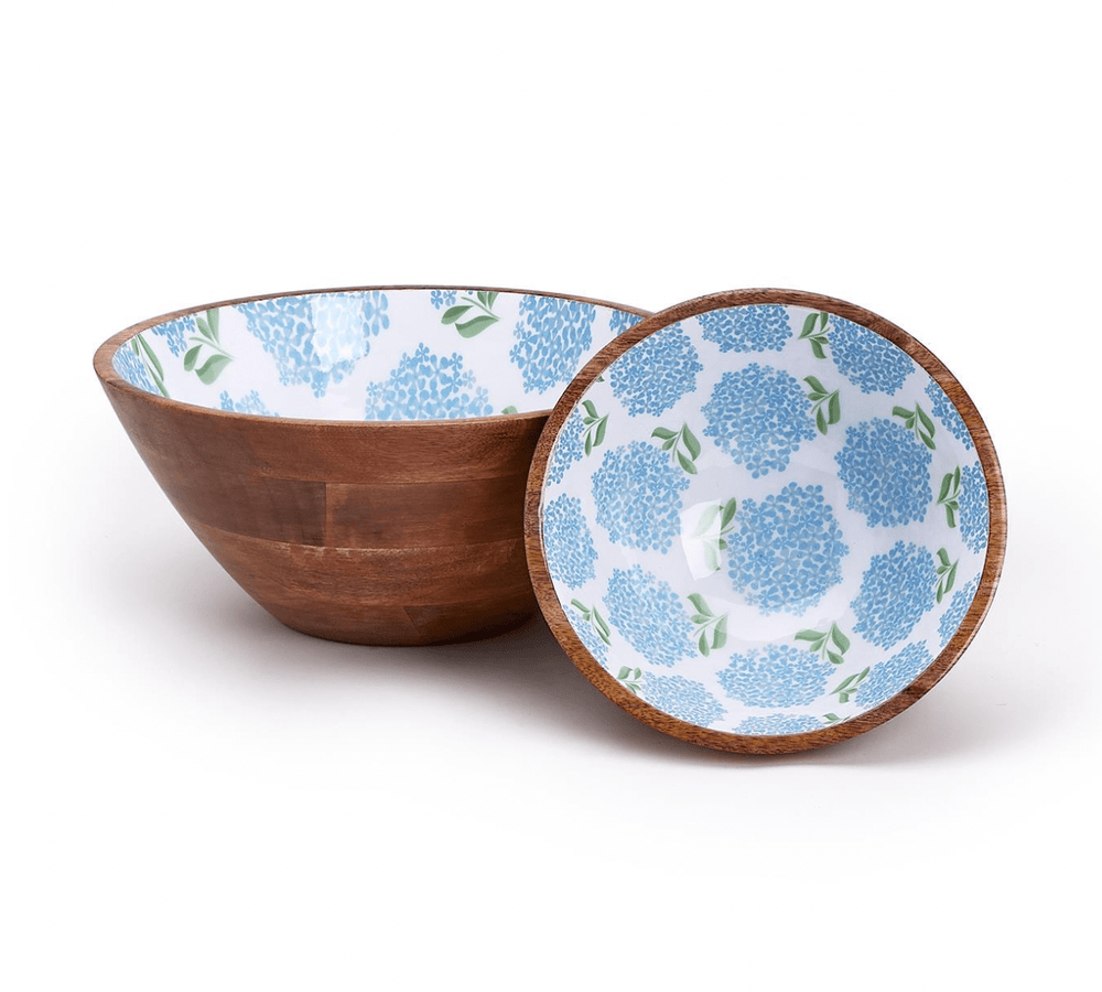 Two's Company Hydrangea Wood Bowl
