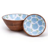 Two's Company Hydrangea Wood Bowl