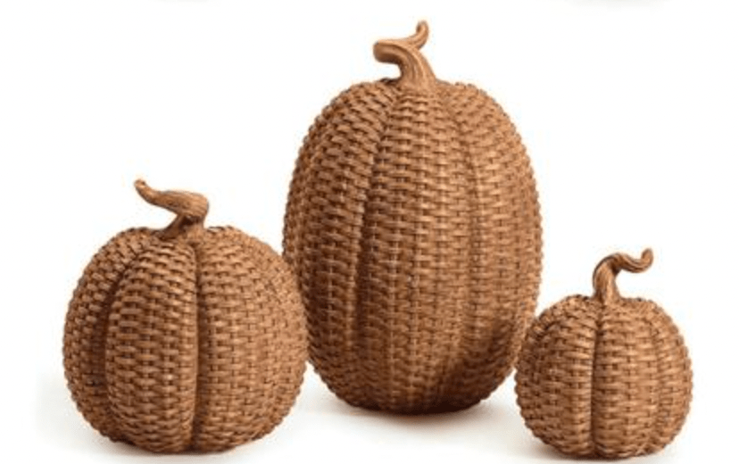 Two's Company Large Dark Brown Basket Weave Pumpkin