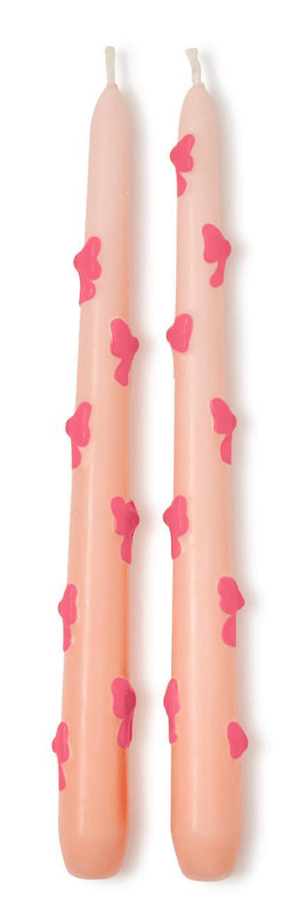 Pink Bow Taper Candles