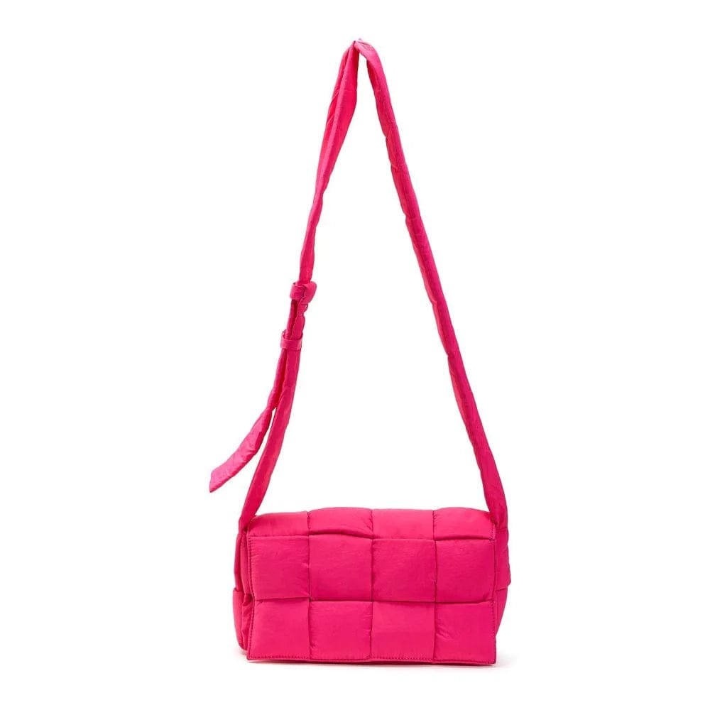 Two's Company Pink Puffy Woven Shoulder Bag