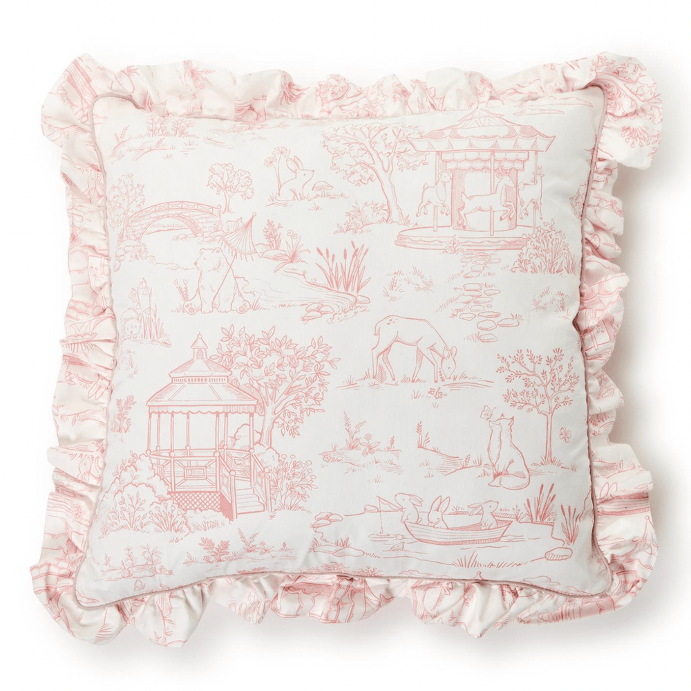 Two's Company Pink Toile Decorative Pillow