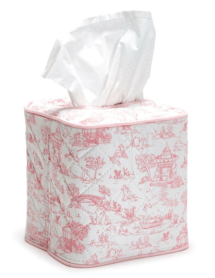 Pink Toile Tissue Box Cover