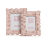 Two's Company Pink Wicker Picture Frame