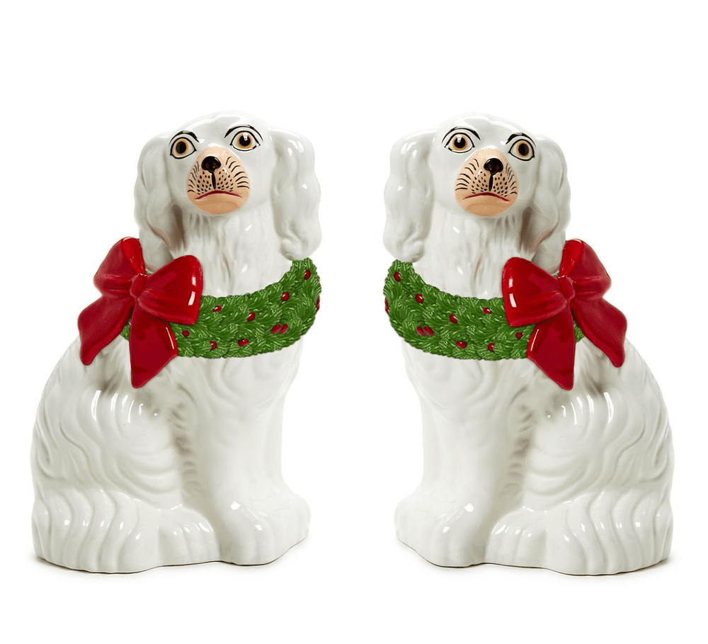 Staffordshire Wreath Dog Statues