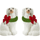 Two's Company Staffordshire Wreath Dog Statues