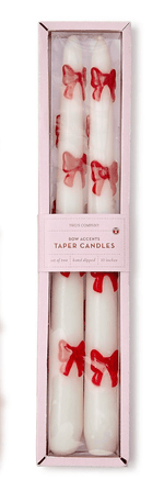 Two's Company White Bow Taper Candles