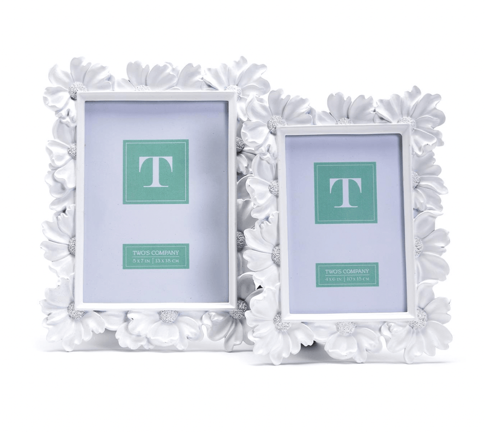 Two's Company White Daisy Picture Frame
