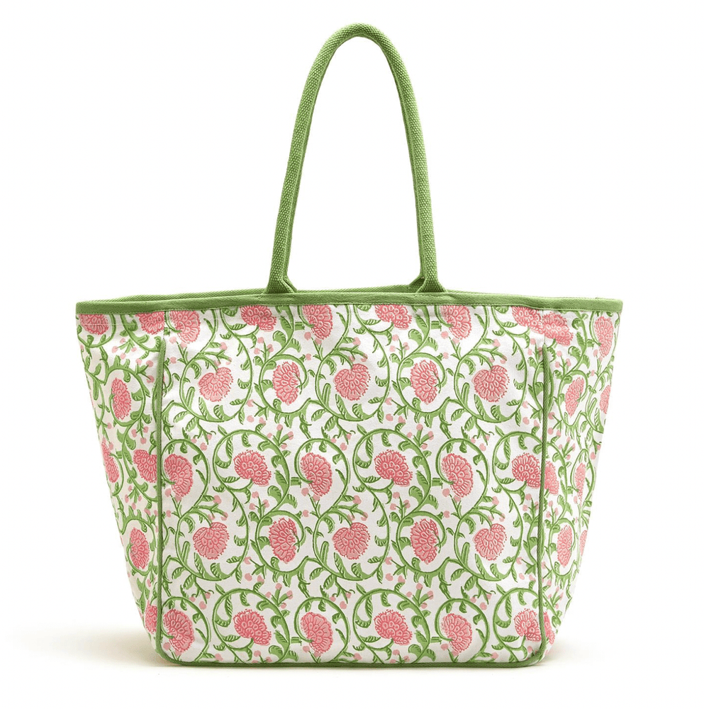 Two's Company White Floral Block Print Tote