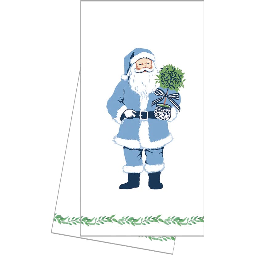 Blue Santa Claus Tea Towel