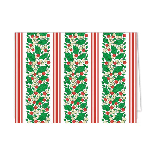 Holly Stripe Folded Notecard Set