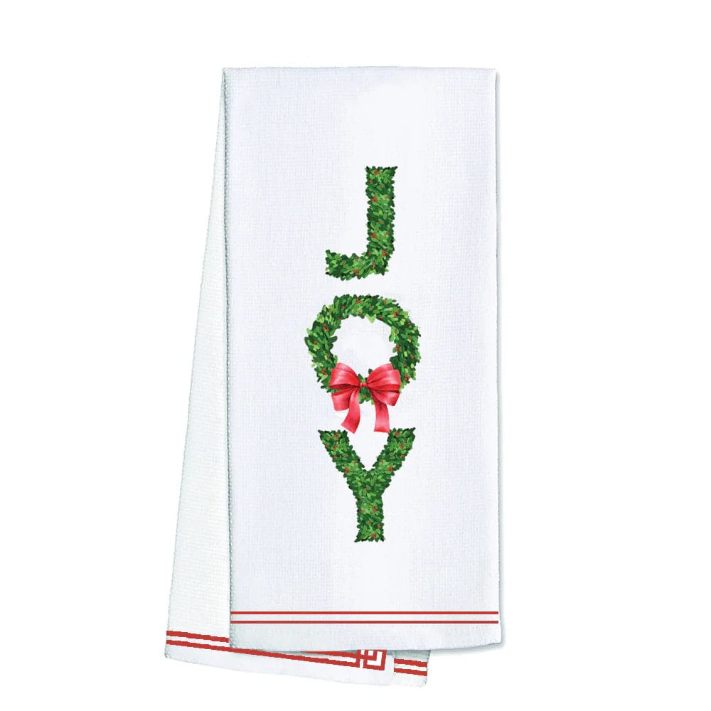 Joy Holly Wreath Tea Towel