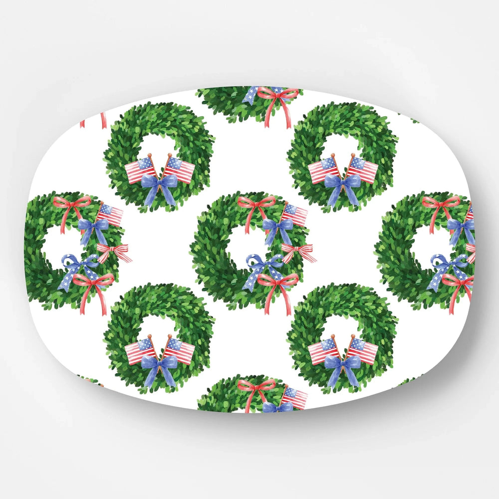 Patriotic Wreath Melamine Platter