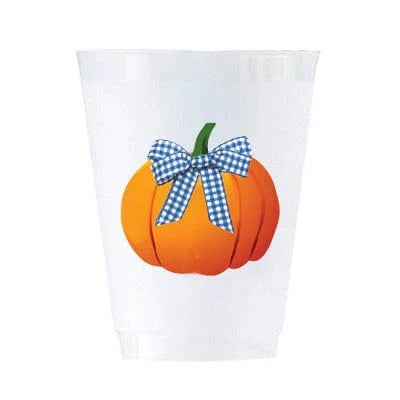 Pumpkin Gingham Bow Shatterproof Cups