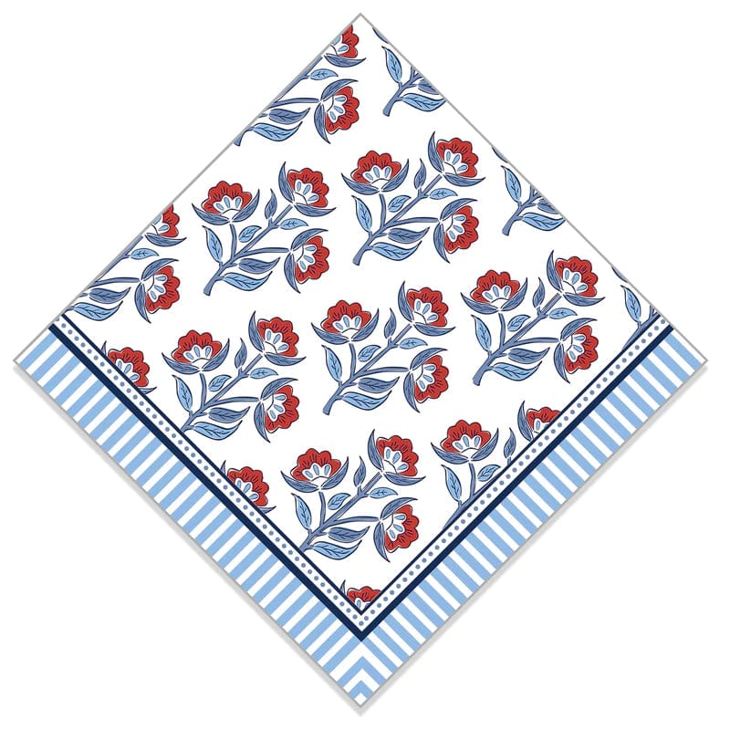 WH Hostess Red Floral Cocktail Napkin