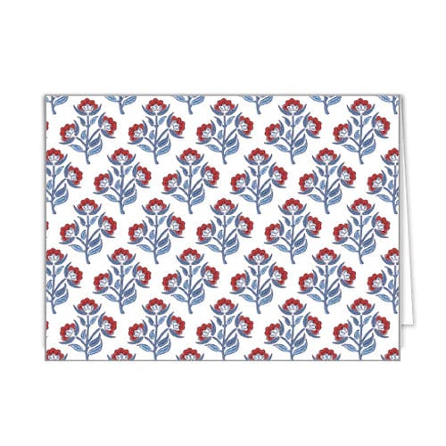 WH Hostess Red Floral Folded Notecard Set
