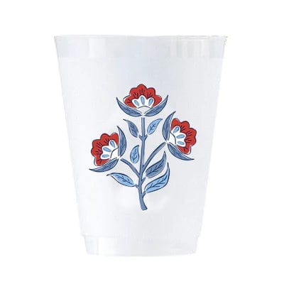 WH Hostess Red Floral Shatterproof Cups