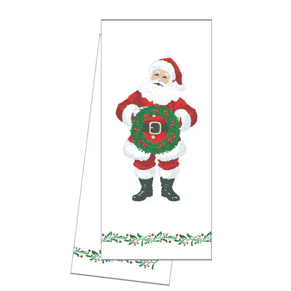 Santa Wreath Tea Towel